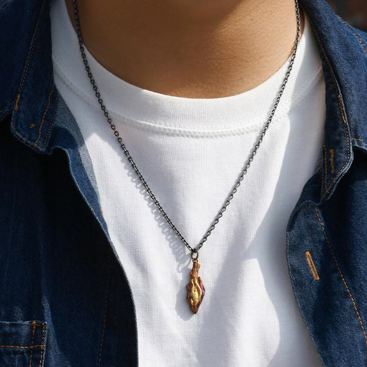 WorldNorse Handcrafted 999 Silver Fire Textured Gilded Pendant Necklace - image 9