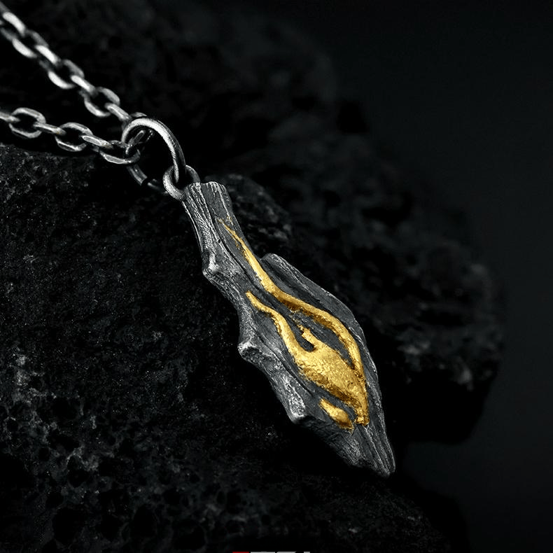 WorldNorse Handcrafted 999 Silver Fire Textured Gilded Pendant Necklace - image 8