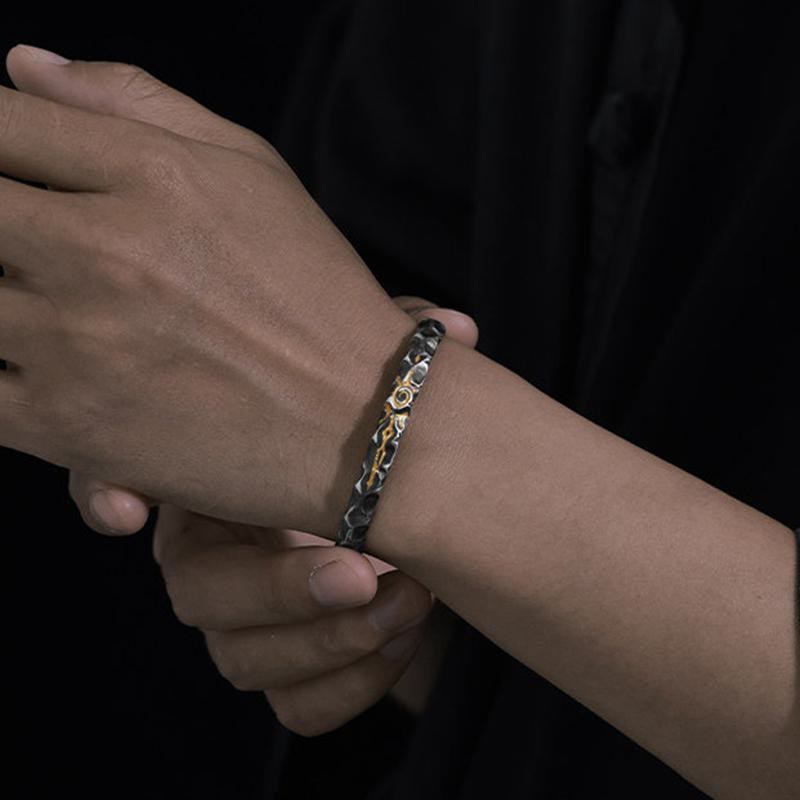 WorldNorse Handcrafted 925 Silver Wish Stone Textured Cuff Bracelet - image 8