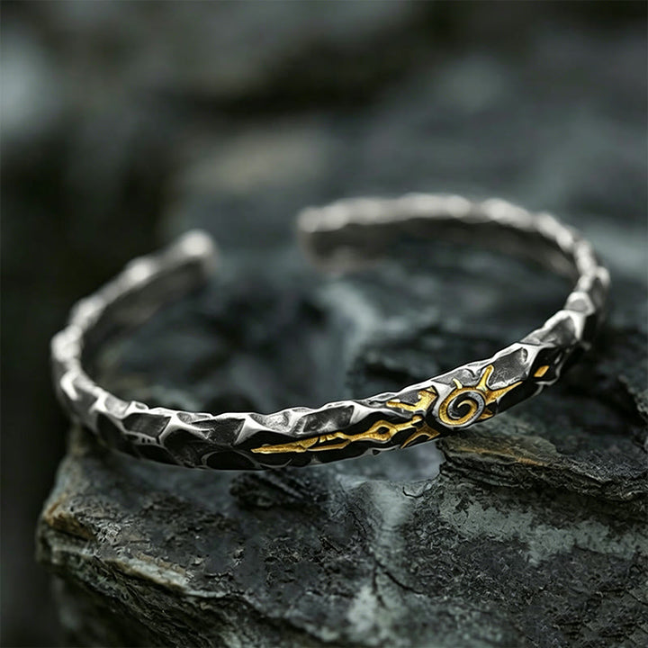 WorldNorse Handcrafted 925 Silver Wish Stone Textured Cuff Bracelet - image 5