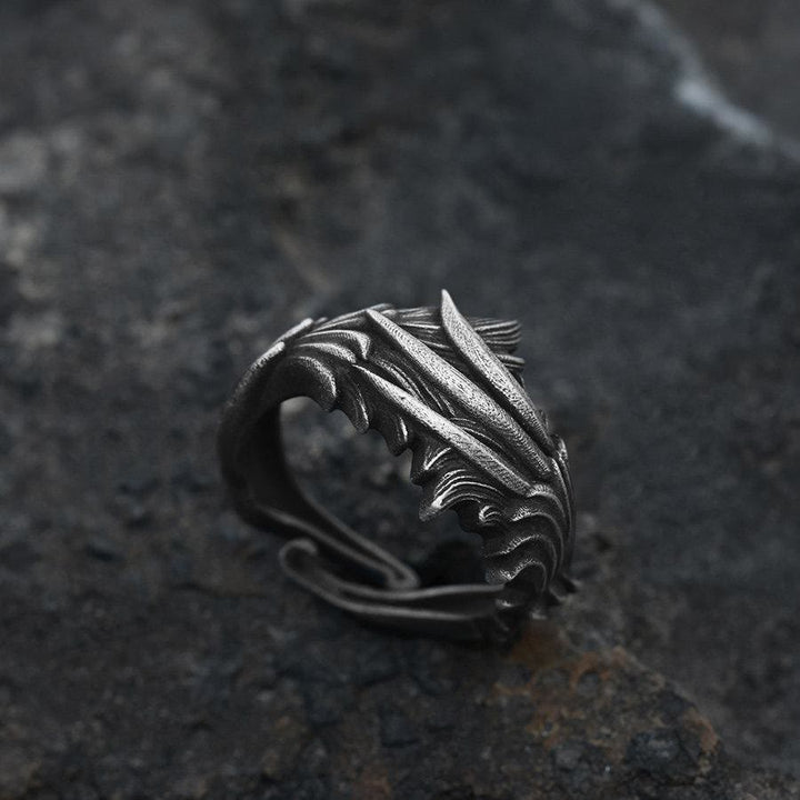 WorldNorse Handcrafted 999 Silver Carved Feather Layered Ring - image 3