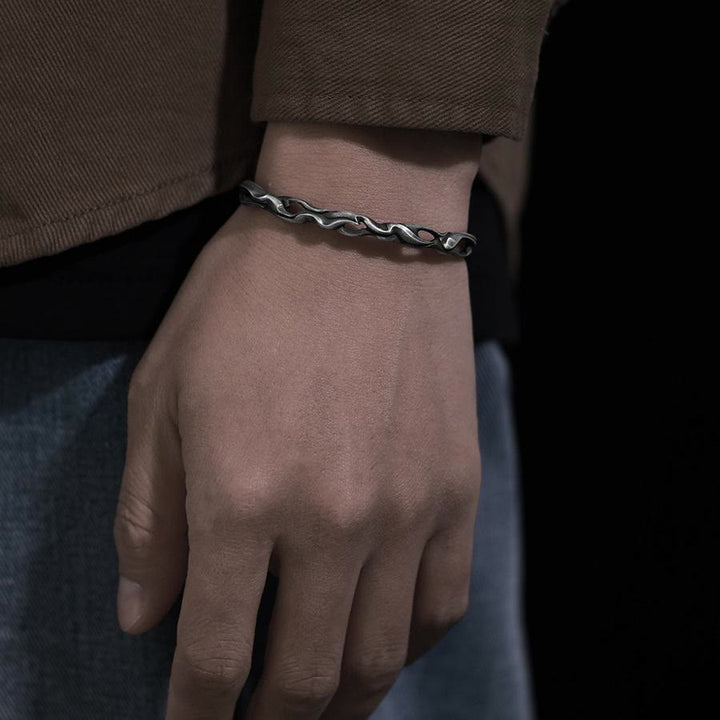WorldNorse Handcrafted 999 Silver Twisted Flame Hollow Cuff Bracelet - image 1