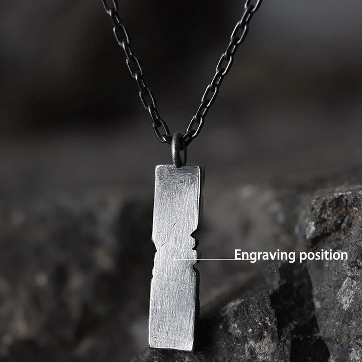 WorldNorse Handcrafted 999 Silver Cracked Mountain Textured Necklace - Style#B - With 55cm 925 Silver Chain - YES PLEASE - image 3