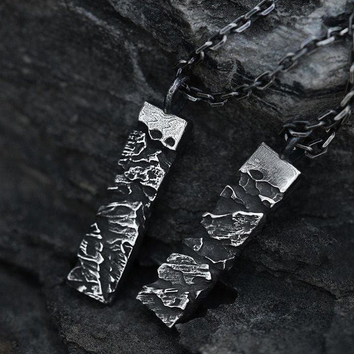 WorldNorse Handcrafted 999 Silver Cracked Mountain Textured Necklace - image 0