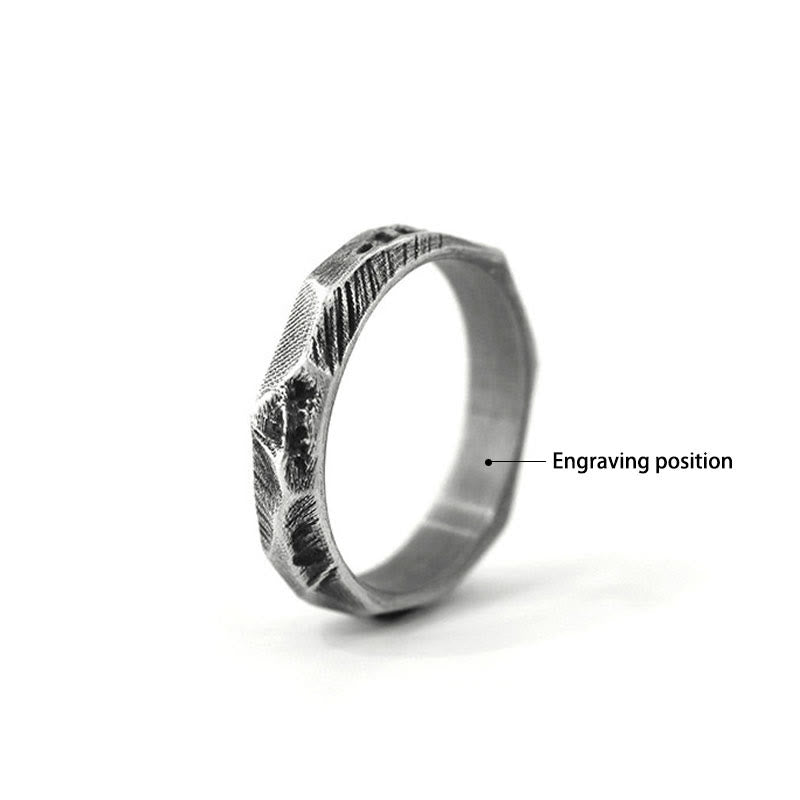 WorldNorse Handcrafted 999 Silver Vintage Geometric Hammered Ring - UK Size V1/2（US 11） - YES PLEASE - image 5