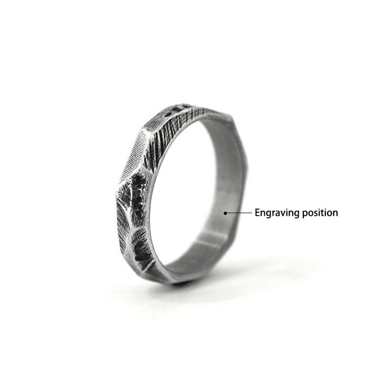 WorldNorse Handcrafted 999 Silver Vintage Geometric Hammered Ring - UK Size V1/2（US 11） - YES PLEASE - image 5