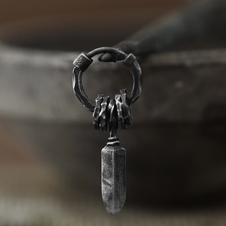 WorldNorse Handcrafted 999 Silver Damocles Sword Hammered Earrings - image 4