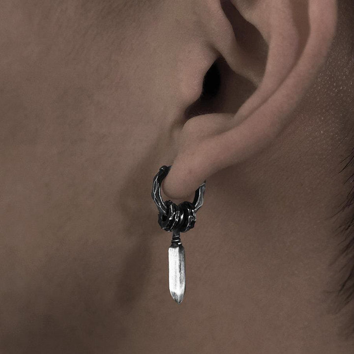 WorldNorse Handcrafted 999 Silver Damocles Sword Hammered Earrings - image 1
