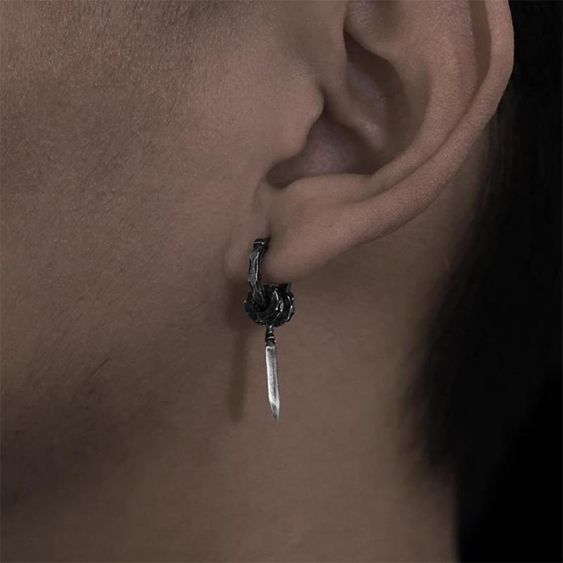 WorldNorse Handcrafted 999 Silver Damocles Sword Hammered Earrings - image 7