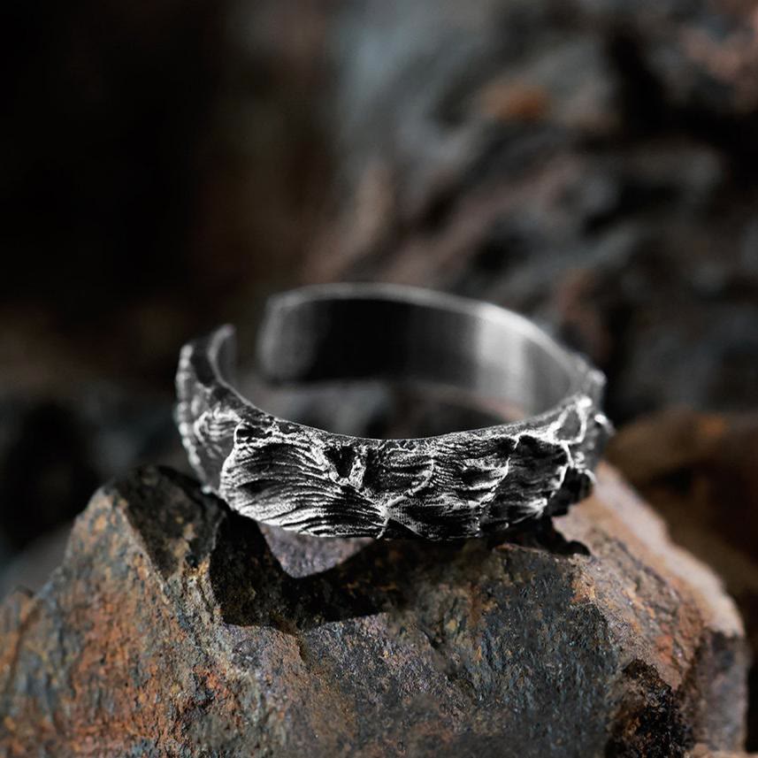 WorldNorse Handcrafted 999 Silver Antiqued Mountain Ridge Ring - Large - NO THANKS - image 0