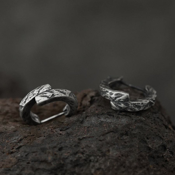 WorldNorse Handcrafted 925 Silver Cracked Rock Earrings - One Pair Earrings - image 0