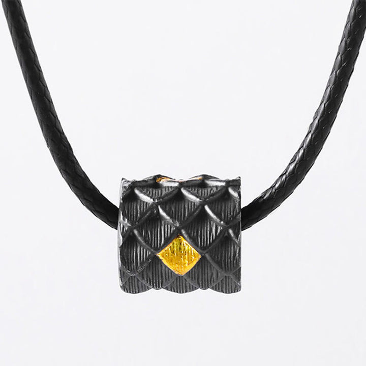 WorldNorse Handcrafted 999 Silver Dragon Scale Barrel Bead Necklace - With 55cm Waxed Rope - image 2