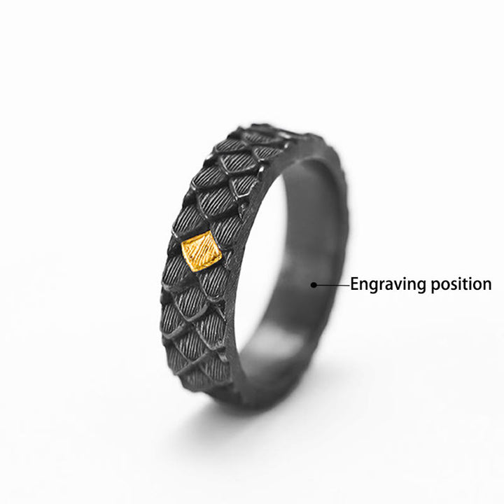 WorldNorse Handcrafted 999 Silver Embossed Dragon Scale Inlaid Gold Ring - UK Size V1/2（US 11） - YES PLEASE - image 4
