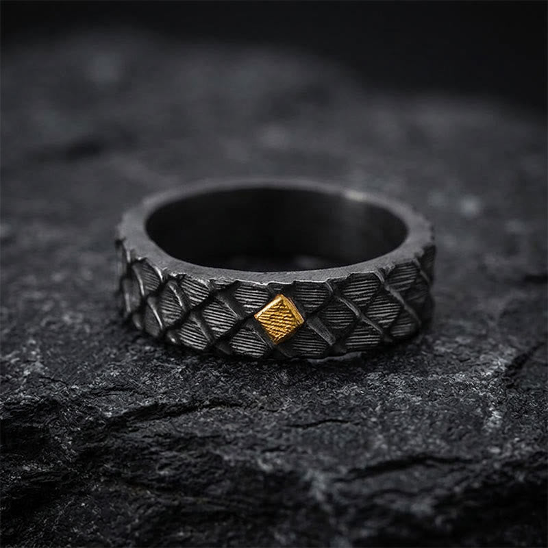 WorldNorse Handcrafted 999 Silver Embossed Dragon Scale Inlaid Gold Ring - image 3