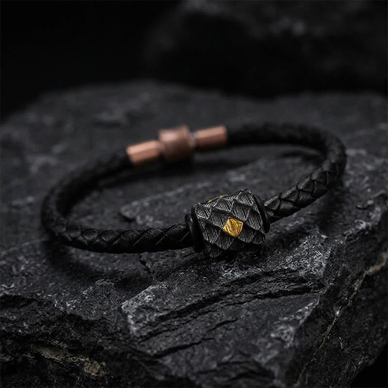 WorldNorse Handcrafted 999 Silver Carved Dragon Scale Leather Bracelet - image 2