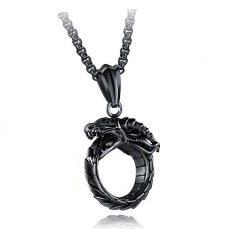 WorldNorse Nordic Mythical Giant Dragon Nicolas Style Protection Ring / Necklace - Necklace - Black - 60cm - image 19