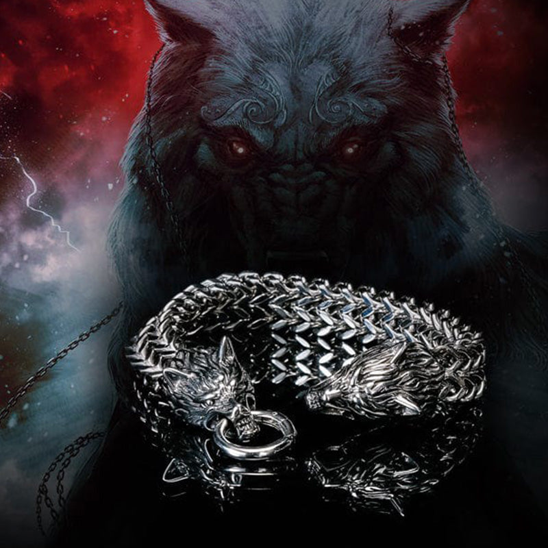 WorldNorse Wolf Head Viking Titanium Steel Strengthen Bracelet - image 1