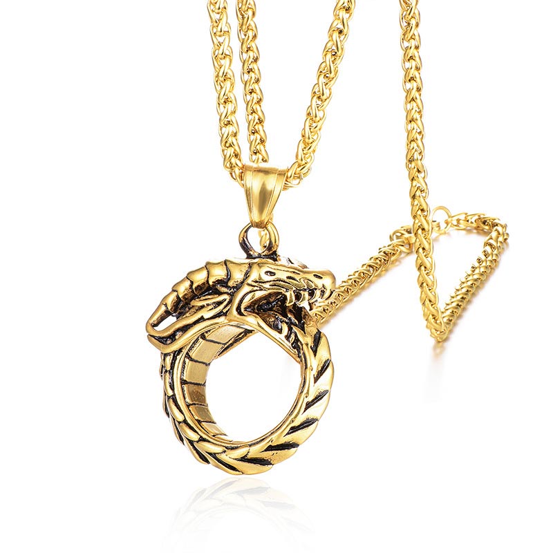 WorldNorse Nordic Mythical Giant Dragon Nicolas Style Protection Ring / Necklace - Necklace - Gold - 60cm - image 14