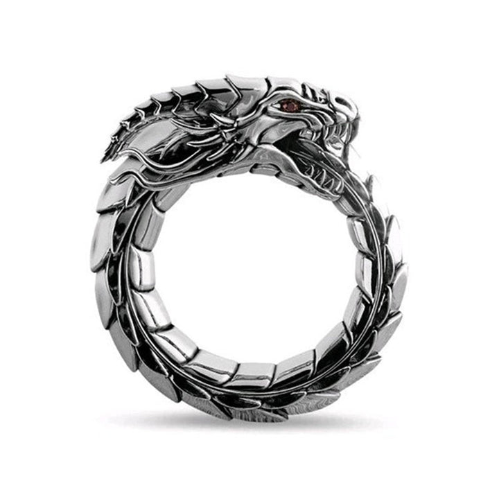 WorldNorse Nordic Mythical Giant Dragon Nicolas Style Protection Ring / Necklace - Ring - Silver - UK Size Z（US 13) - image 0