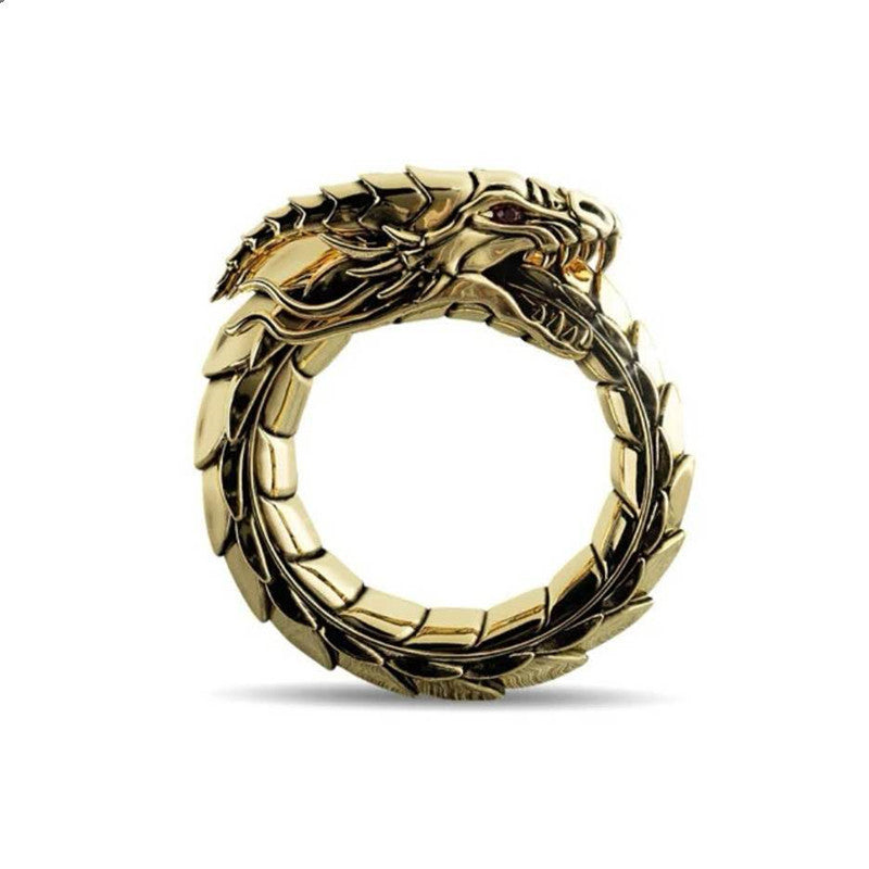 WorldNorse Nordic Mythical Giant Dragon Nicolas Style Protection Ring / Necklace - Ring - Gold - UK Size Z（US 13) - image 7